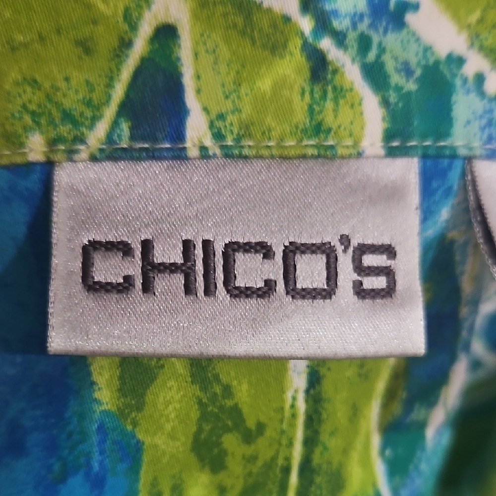 Chico's Vibrant Blue and Green Jean Jacket - Picture 2 of 9